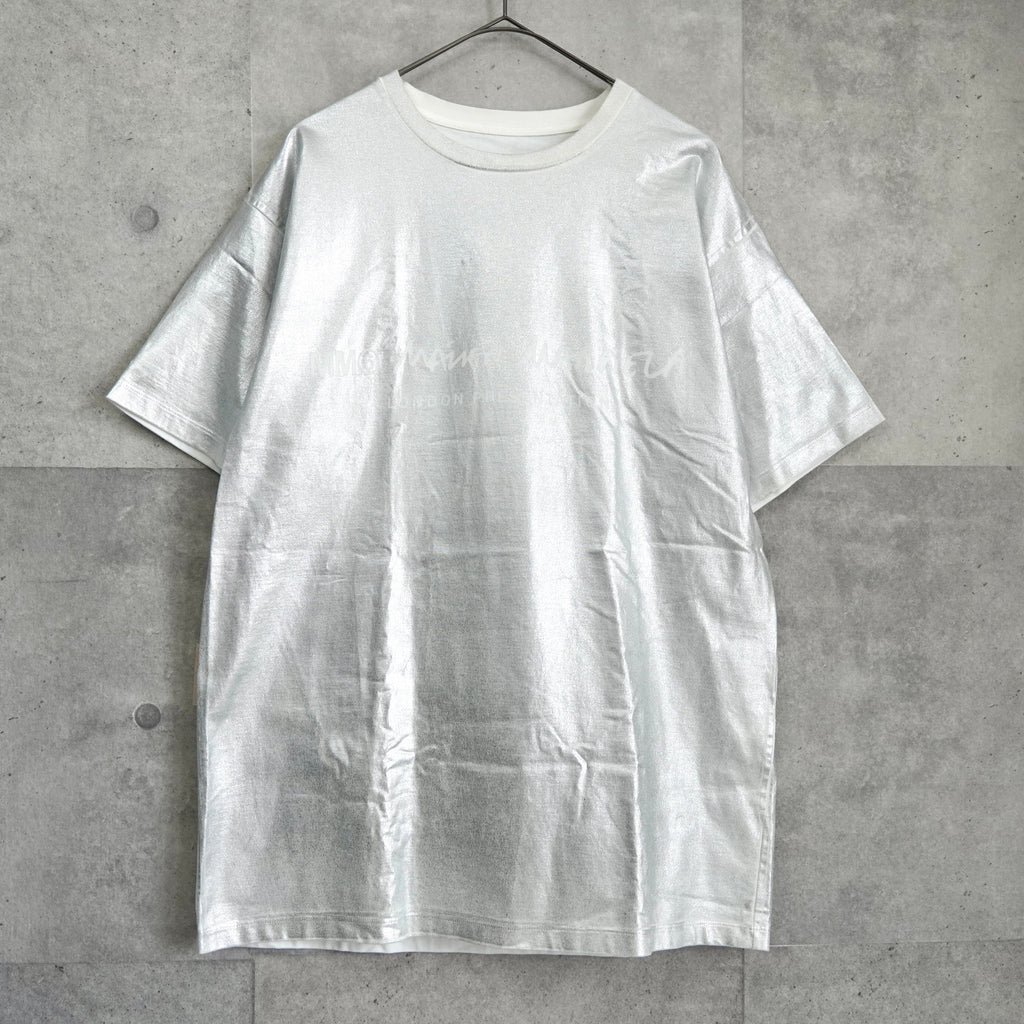 エムエムシックス メゾン マルジェラ 2018AW ロゴ コーディング Tシャツ メタリックシルバー