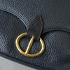 Christian Dior CD logo gold hardware leather shoulder bag navy