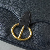 Christian Dior CD logo gold hardware leather shoulder bag navy