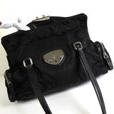 プラダ トライアングルロゴ テスート / レザー ハンドバッグ ブラック