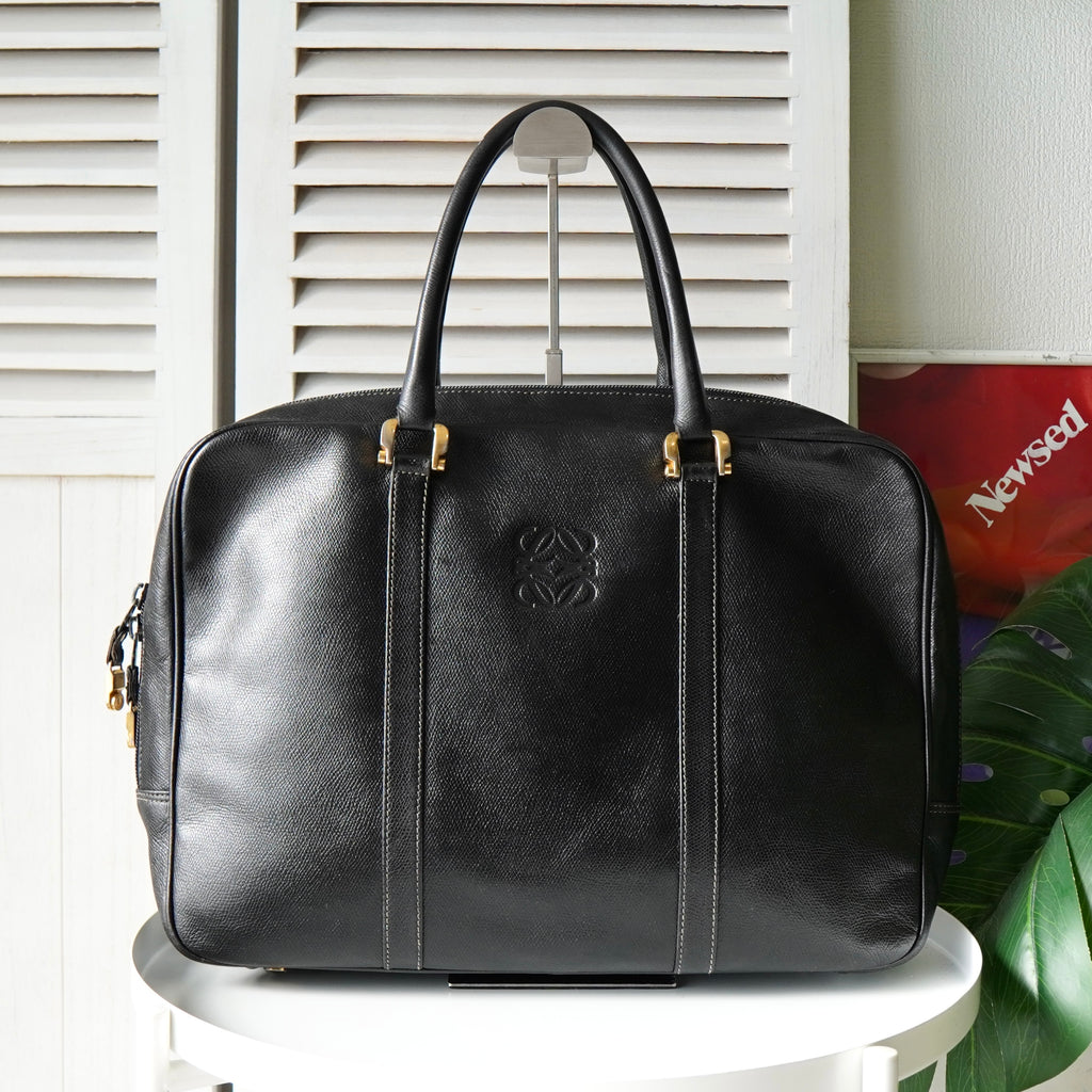 ロエベ アナグラム レザー ビジネスバッグ ハンドバッグ ブラック メンズ