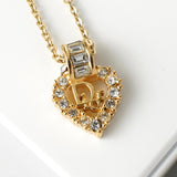 クリスチャン ディオール ヴィンテージ Diorロゴ ハート ラインストーン ネックレス GP ゴールド レディース