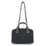 シャネル ドーヴィル キャンバス レザー 2way ハンドバッグ チェーンショルダーバッグ ブラック A番台8桁