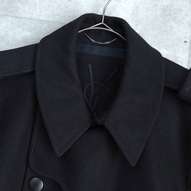 イヴ サンローラン ヴィンテージ YSLロゴ ウール Pコート ブラック