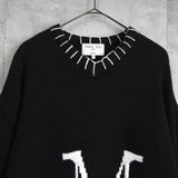 マーティン キム ロゴ オーバーサイズ ニット ブラック