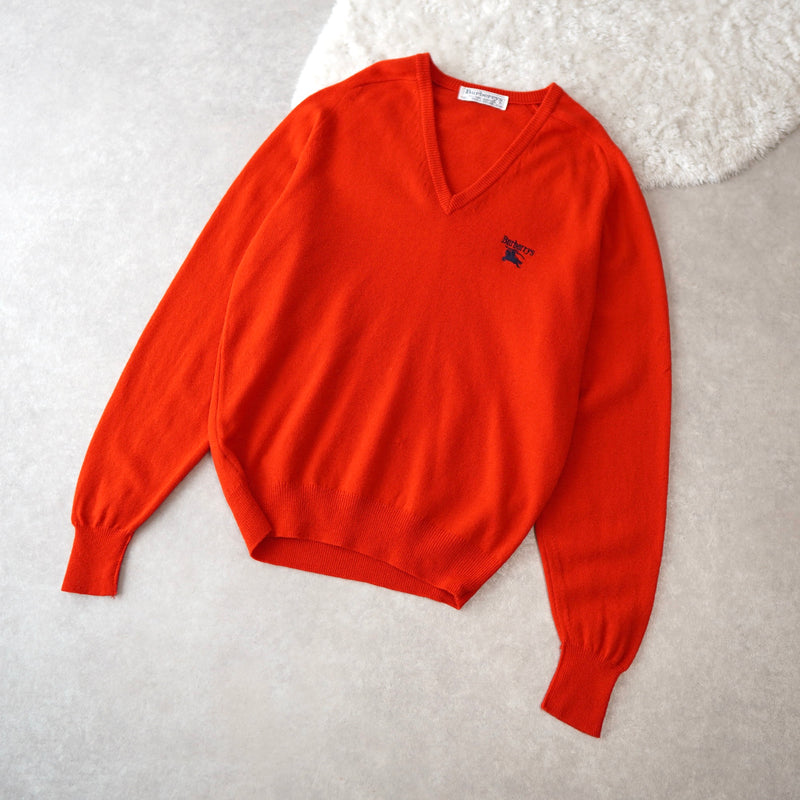 80's〜90's｜Logo Embroidery V-neck Sweater｜Made in England