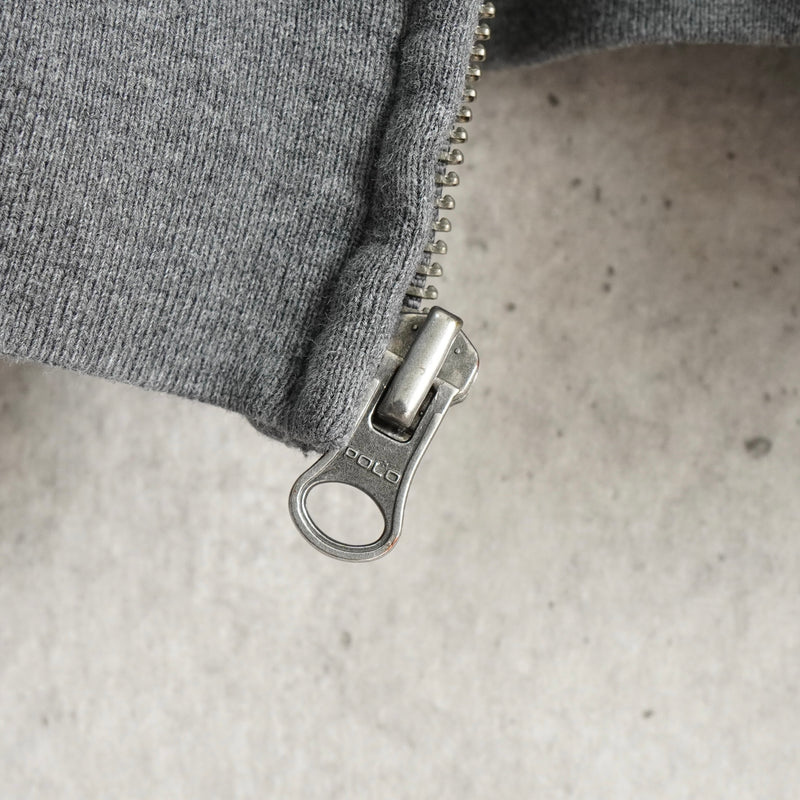 ポロ ラルフローレン フェルトロゴ フルジップ パーカー グレー