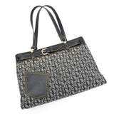 クリスチャン ディオール トロッター キャンバス / レザー トートバッグ ネイビー