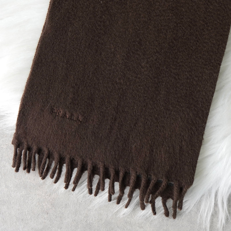 プラダ ロゴ カシミヤ マフラー ブラウン