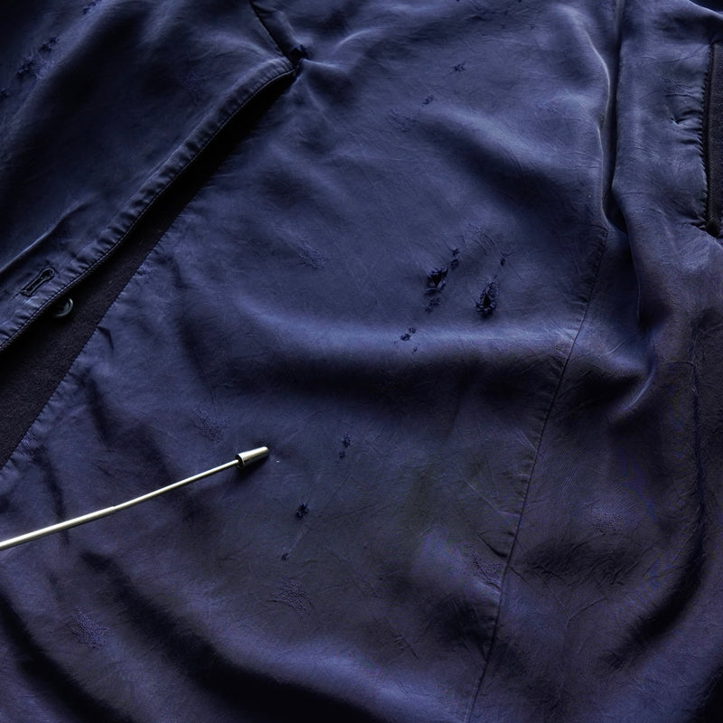 バーバリー ウール ステンカラーコート ネイビー