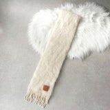 ロエベ アナグラム レザーパッチ モヘア マフラー ホワイト