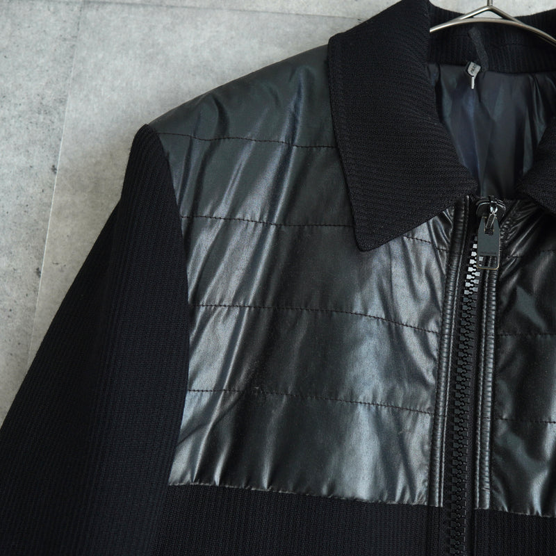 ディオール オム エディ期 異素材切り替え 中綿 キルティング ウール ブルゾン ニットジャケット ブラック
