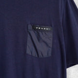 プラダ ロゴパッチ ナイロン切り替え 胸ポケット Tシャツ ブラック