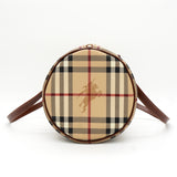 バーバリー ノバチェック PVC / レザー ドラムバッグ ハンドバッグ ベージュ レディース