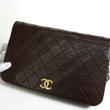 シャネル ココマーク マトラッセ ラムスキン チェーン ショルダーバッグ ブラウン 0番台7桁