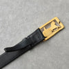 セリーヌ ヴィンテージ サルキー 輪馬車 GP バックル レザー ベルト ネイビー / ゴールド レディース