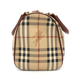 バーバリー ノバチェック PVC / レザー ミニボストンバッグ ハンドバッグ ベージュ レディース