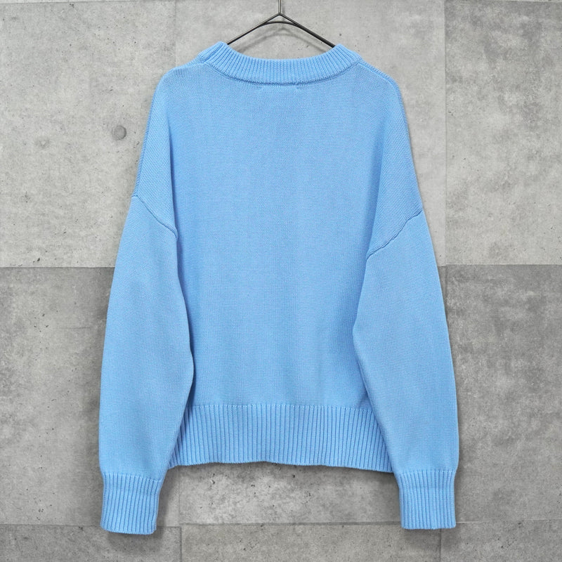 アミパリ アミ パリス ハートロゴ ニット ブルー