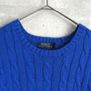 ポロ ラルフローレン スモールポニーロゴ ケーブル編み ニット ブルー