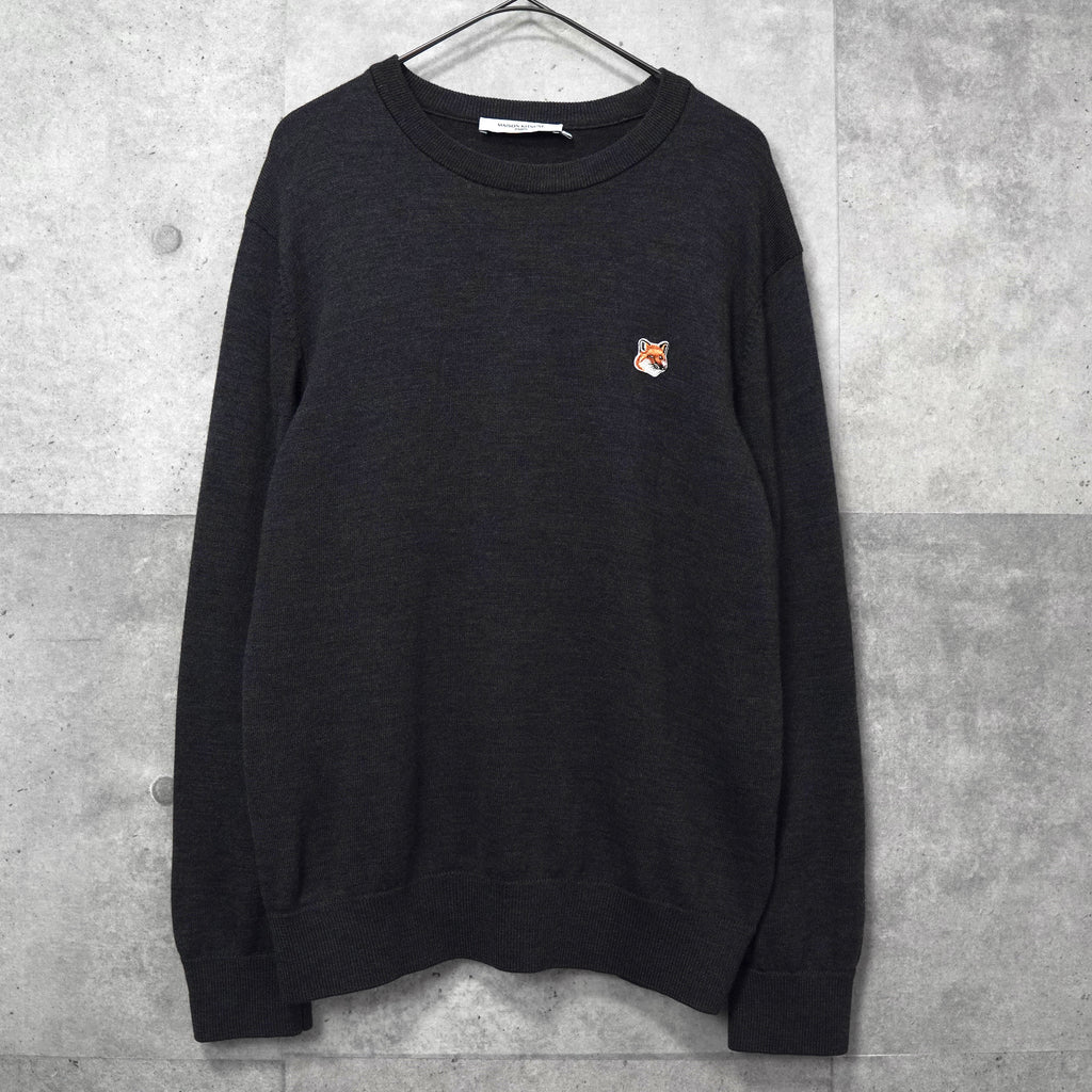 メゾン キツネ フォックスロゴ ニット グレー