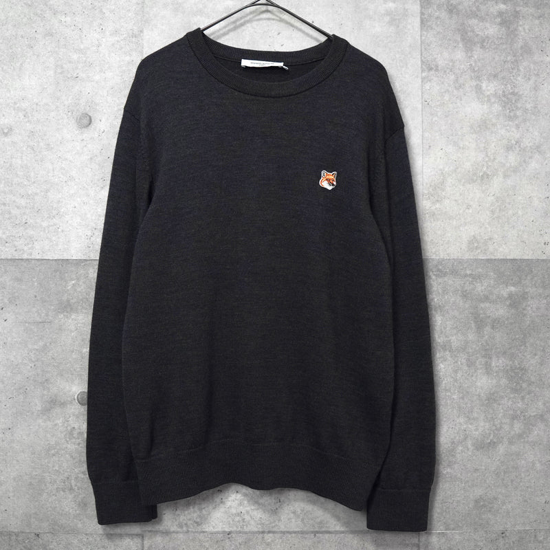 メゾン キツネ フォックスロゴ ニット グレー