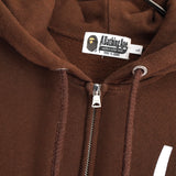 アベイシングエイプ (B)APE SOUNDS LOGO ZIP HOODIE プリント パーカー ブラウン