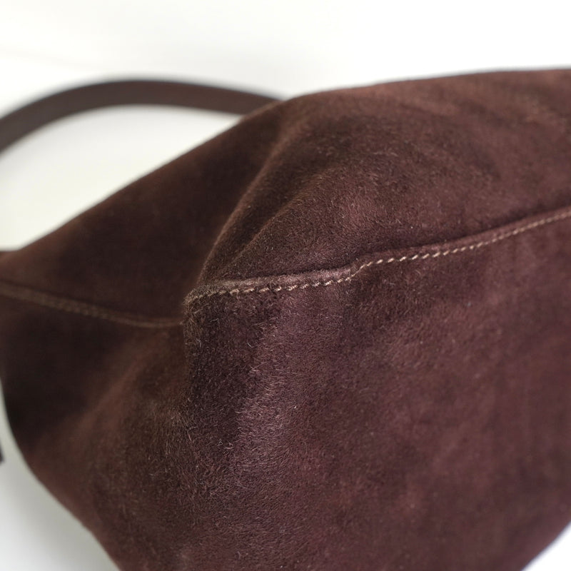 フェンディ マンマバケット スエード / レザー ワンショルダーバッグ ブラウン