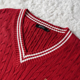Logo Embroidery V-neck Sweater