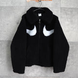 ナイキ ビッグ スウッシュロゴ ボアジャケット ブラック