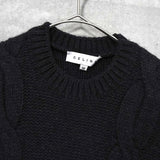 セリーヌ ヴィンテージ カシミア ケーブル ニット レディース チャコールグレー レザー ウエストベルト付き