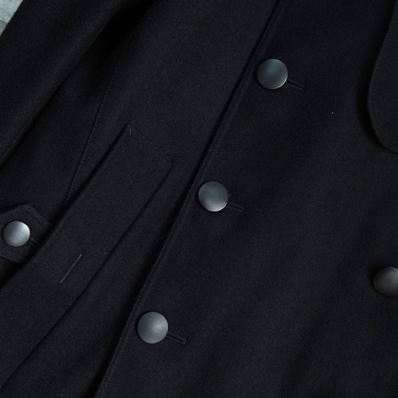 イヴ サンローラン ヴィンテージ YSLロゴ ウール Pコート ブラック
