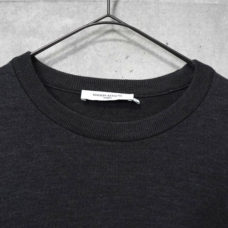 メゾン キツネ フォックスロゴ ニット グレー