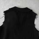 トリコ コムデギャルソン 2003年製 薔薇 装飾 カットオフ ウール ベスト レディース ブラック