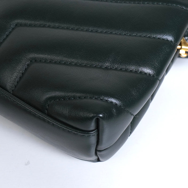 サンローラン YSLロゴ ルル レザー ショルダーバッグ グリーン