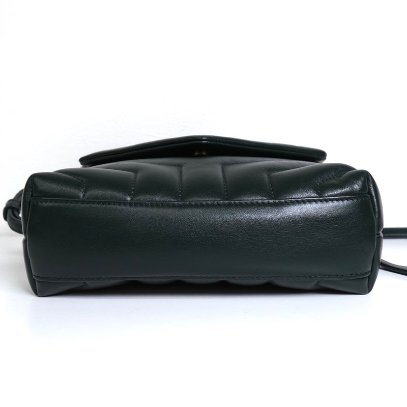 サンローラン YSLロゴ ルル レザー ショルダーバッグ グリーン