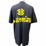 バレンシアガ ダメージ加工 テープロゴ 半袖Ｔシャツ ブラック 1 メンズ - NEWSED
