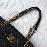 シャネル 1番台 ココマーク マトラッセ ラムスキン チェーンショルダーバッグ トートバッグ ブラック - NEWSED