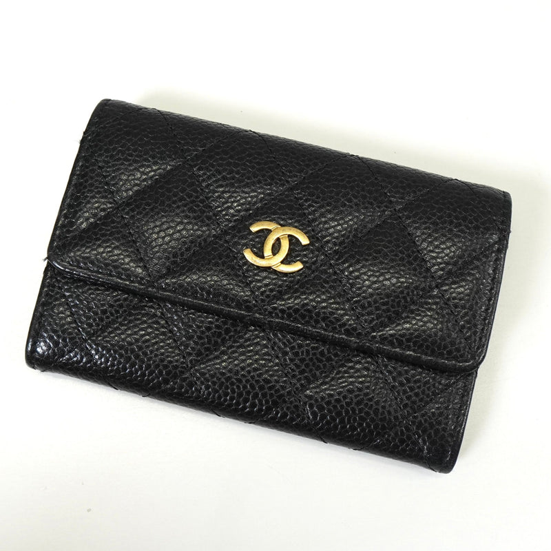 シャネル 1番台 ココマーク マトラッセ キャビアスキン カードケース ブラック - NEWSED
