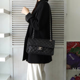 シャネル 1番台 ココマーク マトラッセ キャビアスキン チェーンショルダーバッグ ブラック - NEWSED