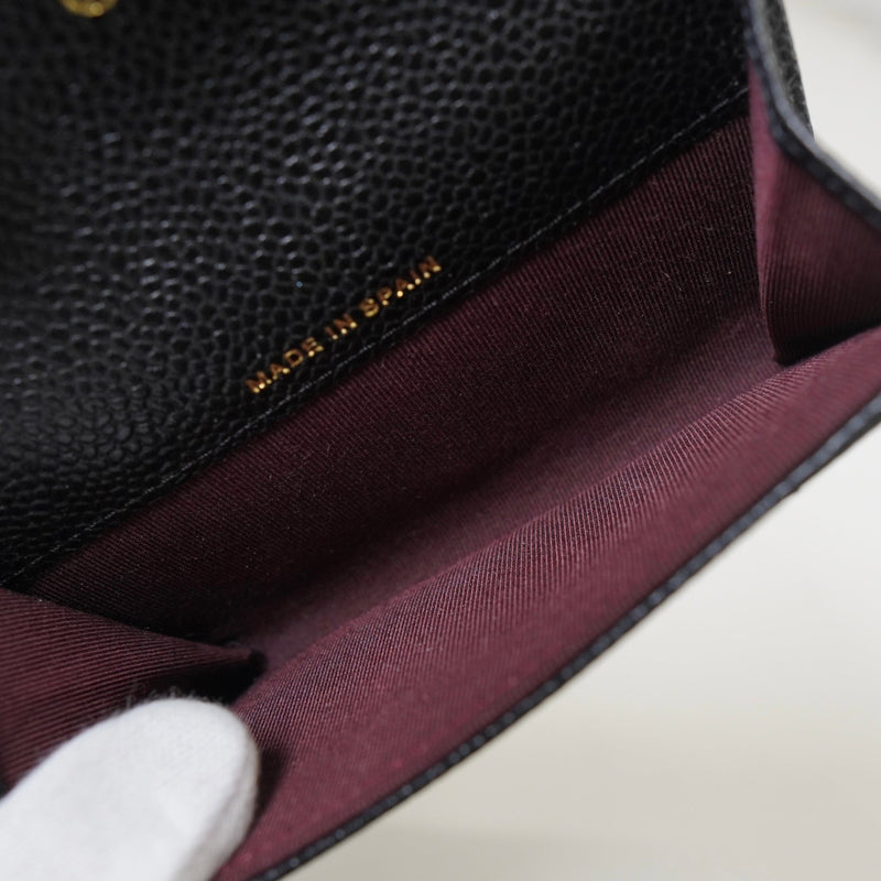 シャネル 1番台 ココマーク マトラッセ キャビアスキン カードケース ブラック - NEWSED