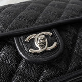 シャネル 1番台 ココマーク マトラッセ キャビアスキン チェーンショルダーバッグ ブラック - NEWSED
