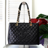 シャネル 1番台 ココマーク マトラッセ キャビアスキン GSTバッグ トートバッグ ブラック - NEWSED