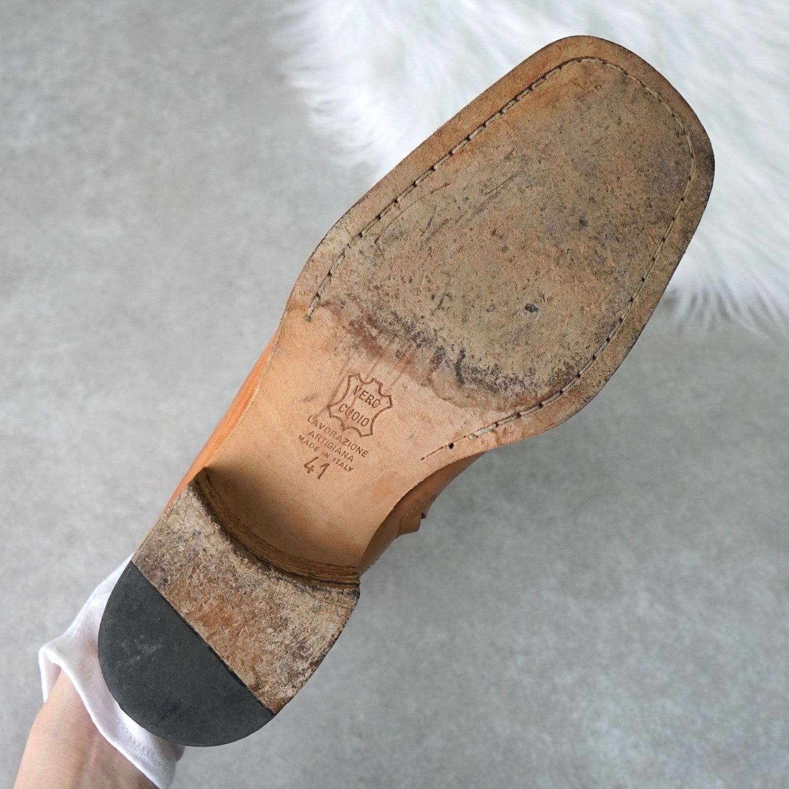 マルタン マルジェラ アーティザナル 10 スクエアトゥ ブーツ キャメル