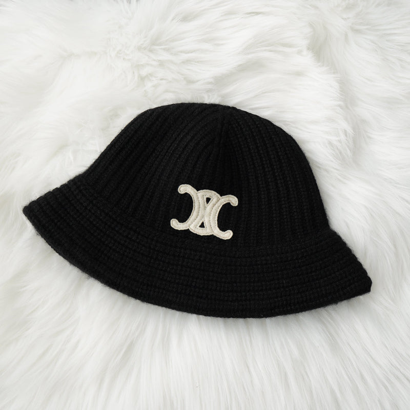 セリーヌ カシミヤ100% トリオンフ ニット バケットハット ニット帽 帽子 ブラック - NEWSED