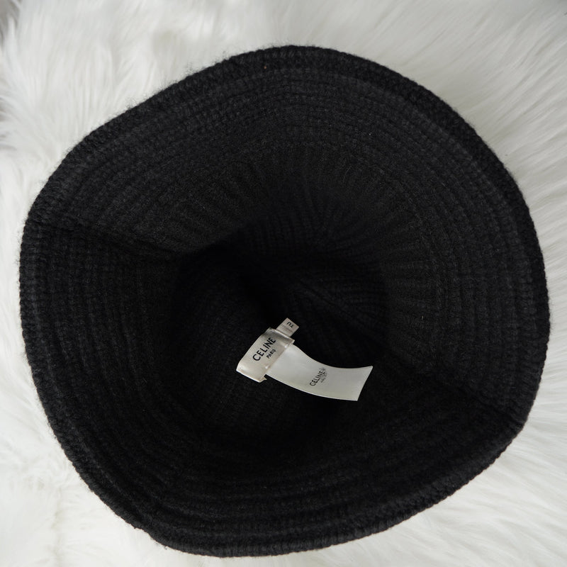 セリーヌ カシミヤ100% トリオンフ ニット バケットハット ニット帽 帽子 ブラック - NEWSED