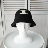 セリーヌ カシミヤ100% トリオンフ ニット バケットハット ニット帽 帽子 ブラック - NEWSED