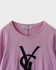 イヴ サンローラン ヴィンテージ ベロア YSLロゴ 長袖Tシャツ ロンT ピンク パープル S レディース