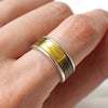 Burberry Logo Nova Check Ring, Silver/Beige, Size 11