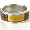 Burberry Logo Nova Check Ring, Silver/Beige, Size 11