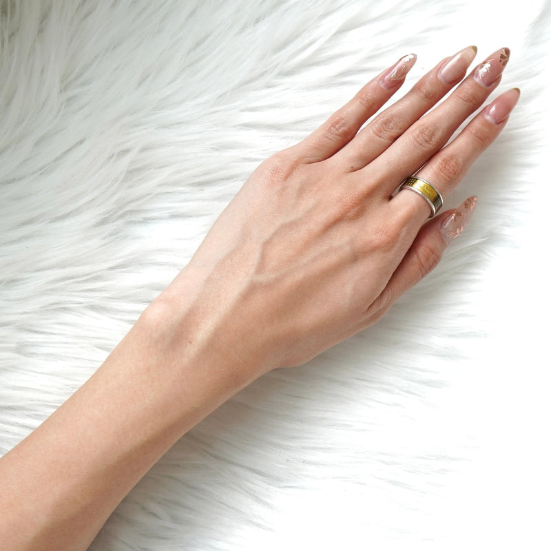 Burberry Logo Nova Check Ring, Silver/Beige, Size 11 | ブランド
